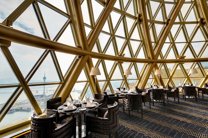 Grand Lisboa Macau top bar with panoramic views on the city