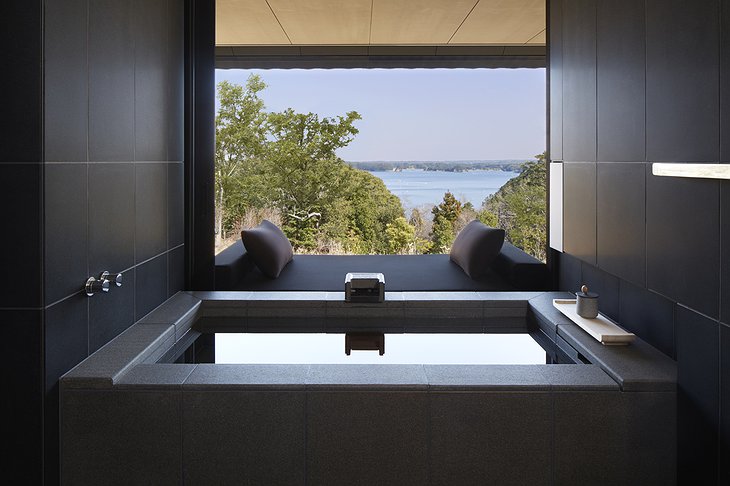 Amanemu hotel bathtub with sea view