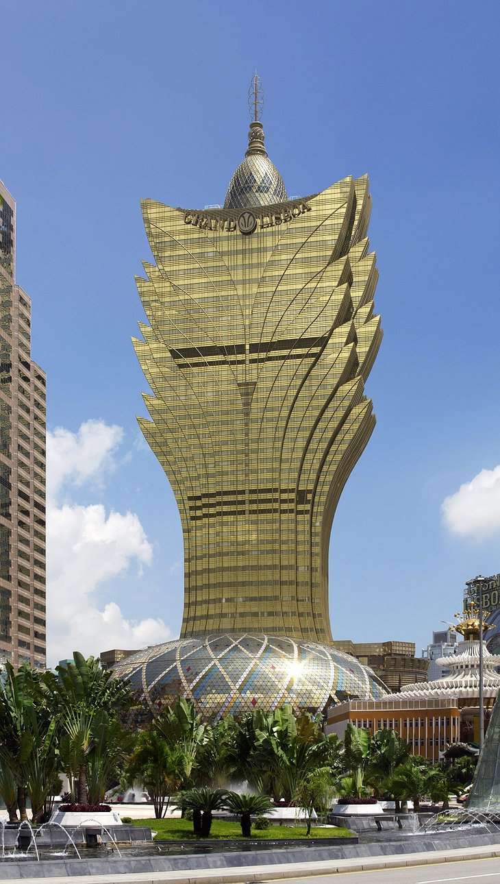 Grand Lisboa Macau building in sunshine