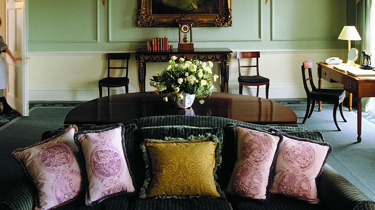 The Royal Crescent Hotel sofa with colorful pillows