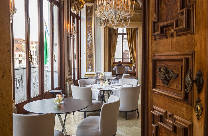 Aman Venice Grand Canal Hotel dining room with canal views