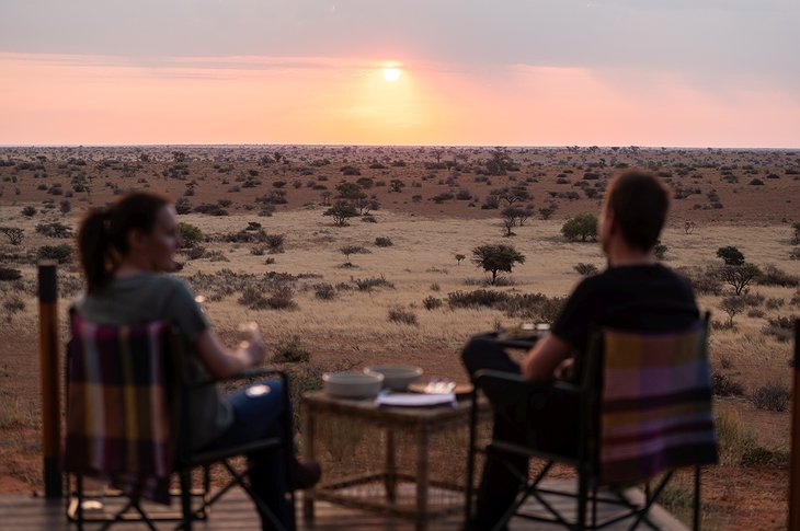 The Malori At Tswalu Deck Kalahari Desert View During Sunset