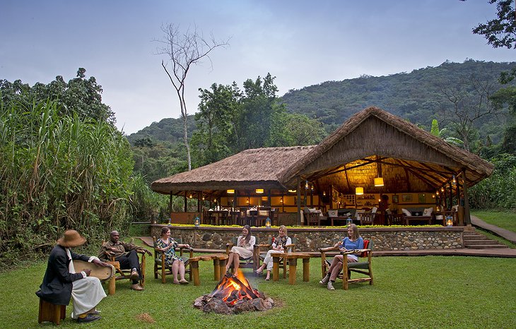 Sanctuary Gorilla Forest Camp open fireplace