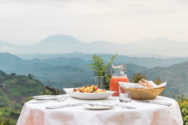 Clouds Mountain Gorilla Lodge Breakfast With Awe-Inspiring Panorama