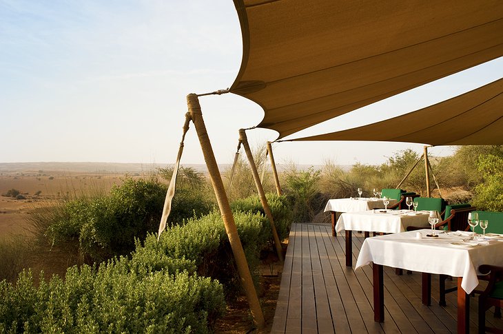 Al Maha Desert Resort restaurant terrace