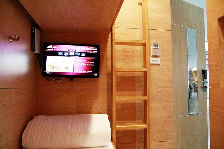 VATC SleepPod interior with TV