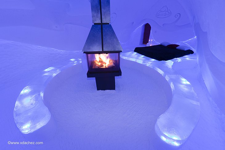 Ice room with fireplace