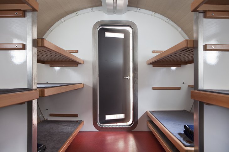 Bivacco Gervasutti mountain shelter room with 12 bunk beds