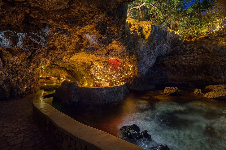 Romantic dinner in a cave