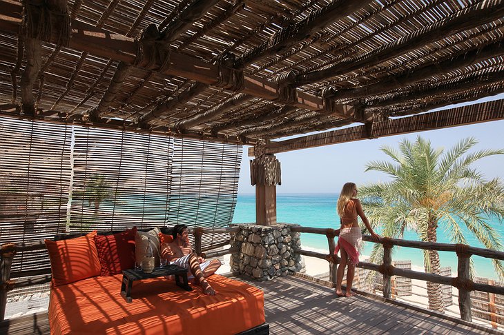 Young couple on the rooftop terrace of Zighy Bay hotel