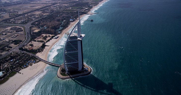 Burj Al Arab from the sky