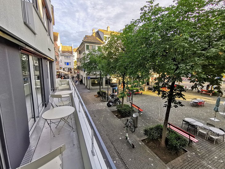 Green Marmot Capsule Hotel Balcony Old Town View