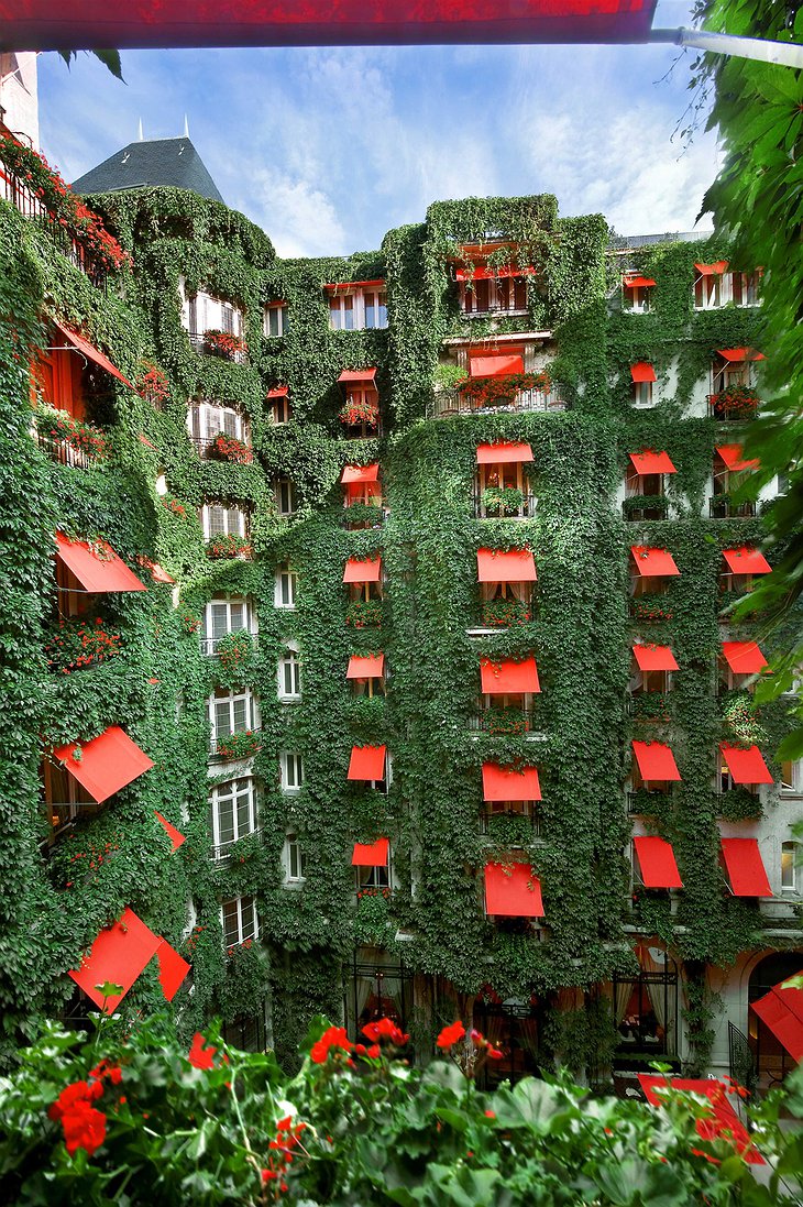 Hotel Plaza Athenee Paris green covered facade