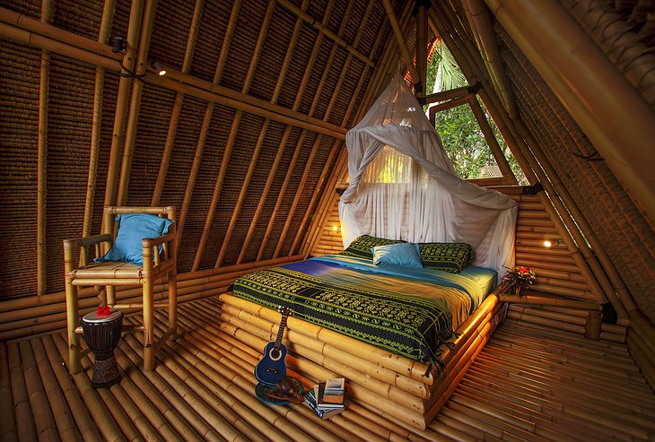 Hideout Bali bamboo house bedroom