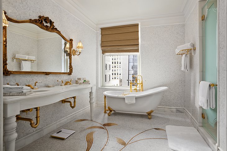 The Plaza Hotel Suite Bathroom With Vintage Freestanding Bathtub