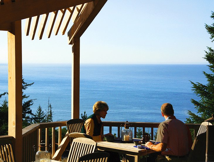 WildSpring Guest Habitat terrace with Pacific Ocean views