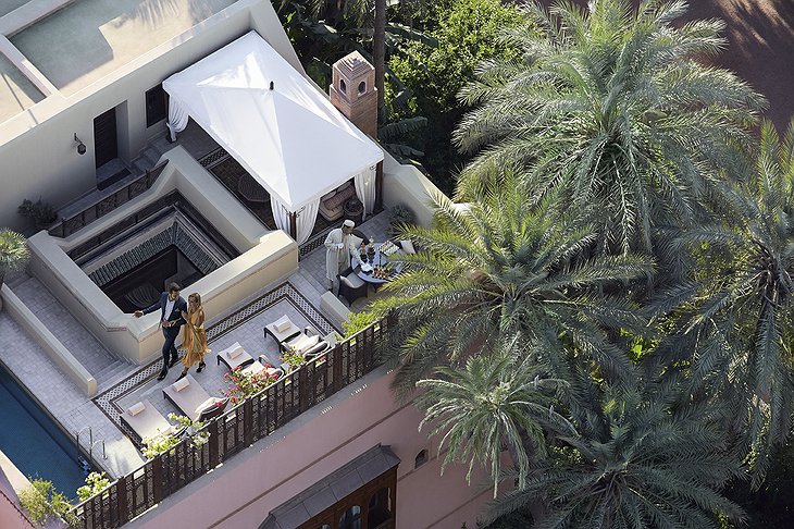 Top down view of the rooftop of Royal Mansour Marrakech