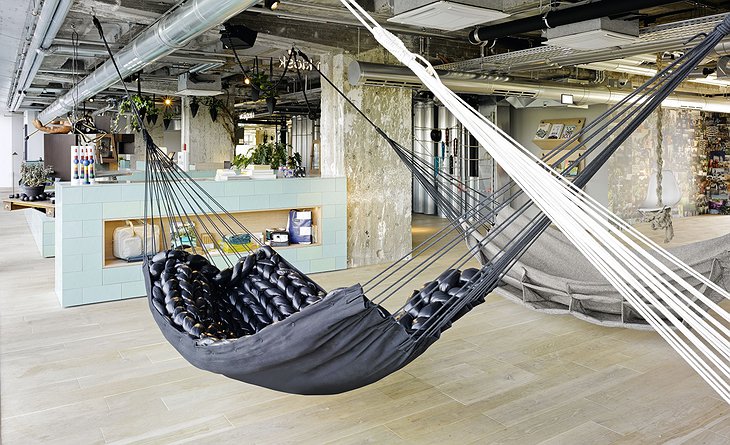 25Hours Bikini Hotel Berlin lobby with hammock