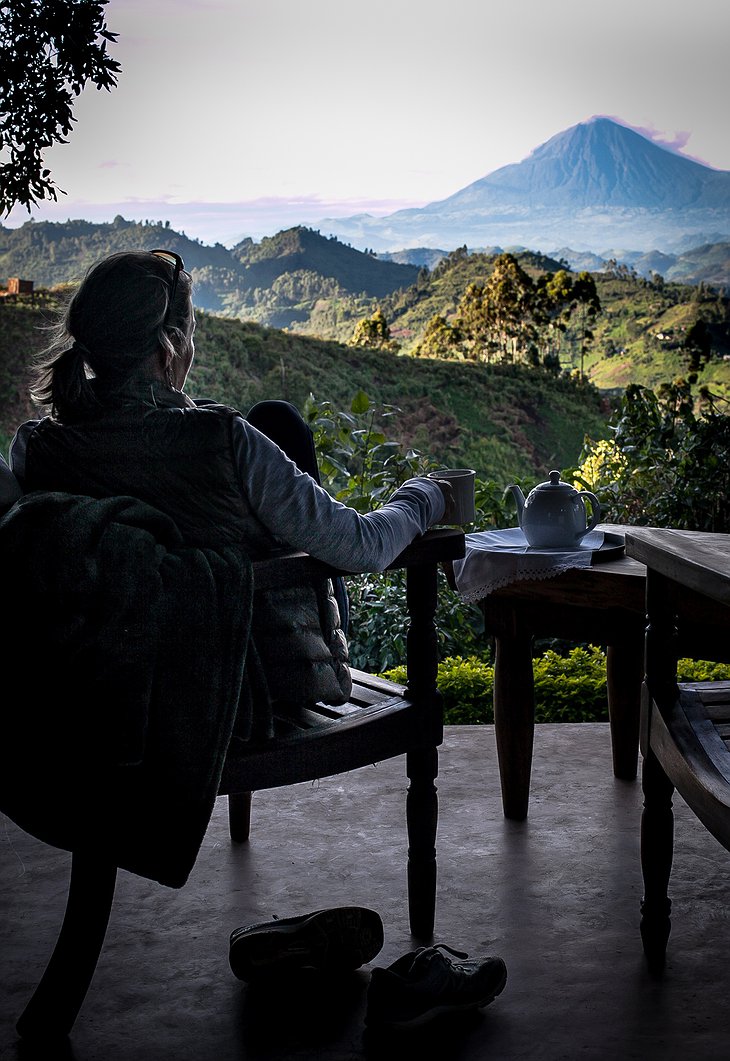 Clouds Mountain Gorilla Lodge Private Veranda With View On The Virunga Volcanoes