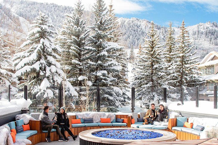 W Aspen Hotel Fire Pit During Winter