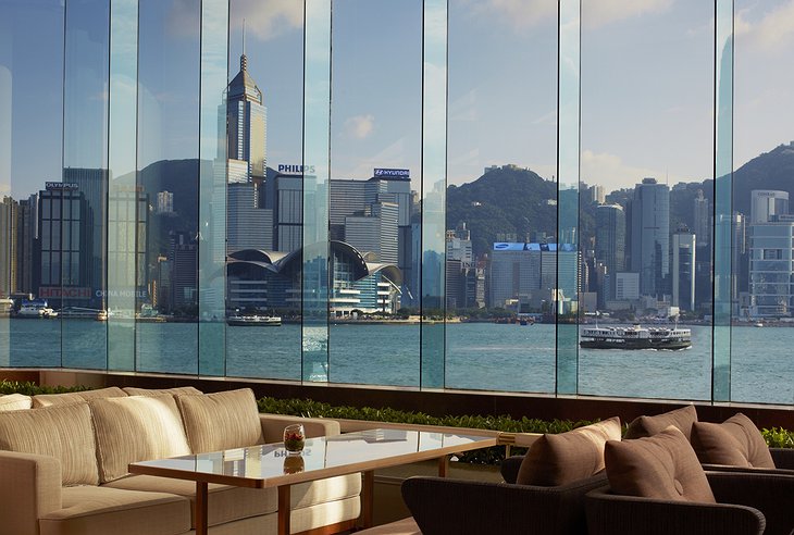 InterContinental Hong Kong lobby giant windows overlooking Hong Kong