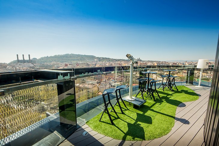 Barceló Raval rooftop panorama on Barcelona