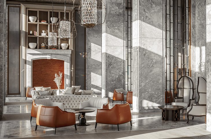 One&Only Portonovi Resort Lobby Fireplace