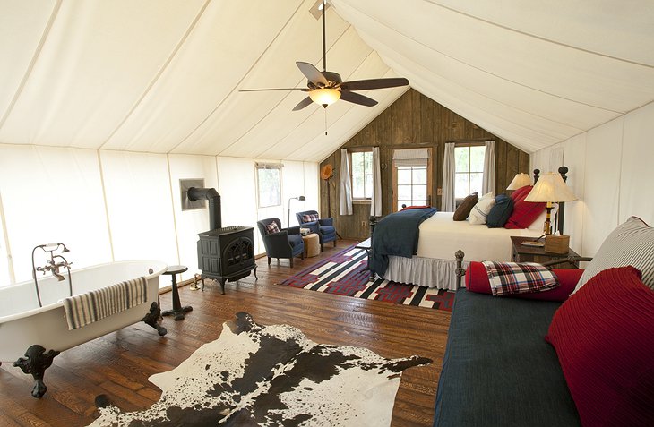 Canvas cabin interior