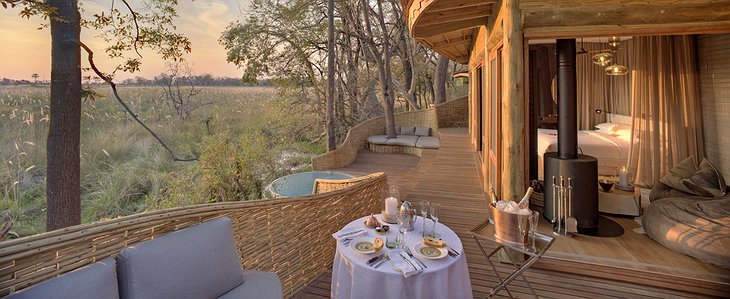 Sandibe Okavango Safari Lodge room with balcony