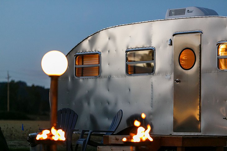 Vintages Trailer Resort Caravan At Night