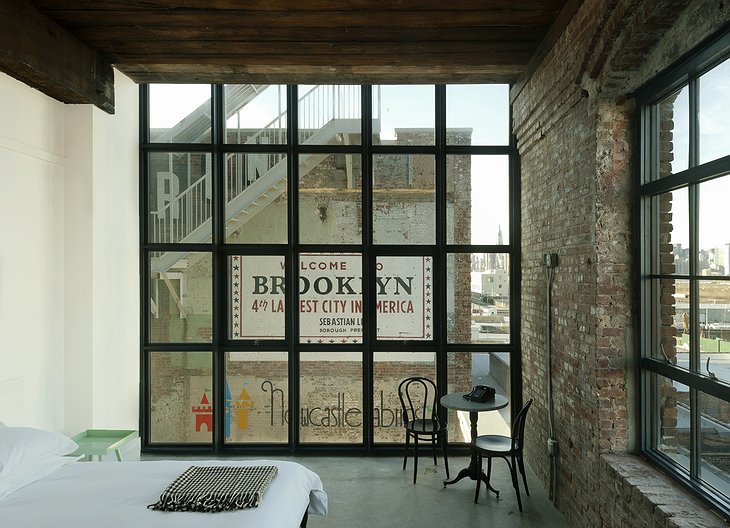 Wythe Hotel guest room Brooklyn views