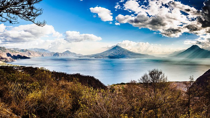 Lake Atitlán Panorama With The Volcanoes