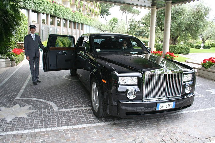 Arriving to Rome Cavalieri in a Rolls Royce