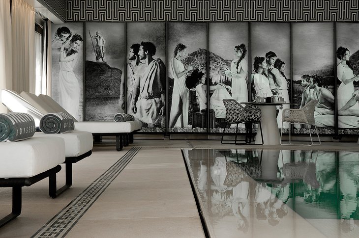 Hotel Metropole indoor swimming pool vintage wallpaper