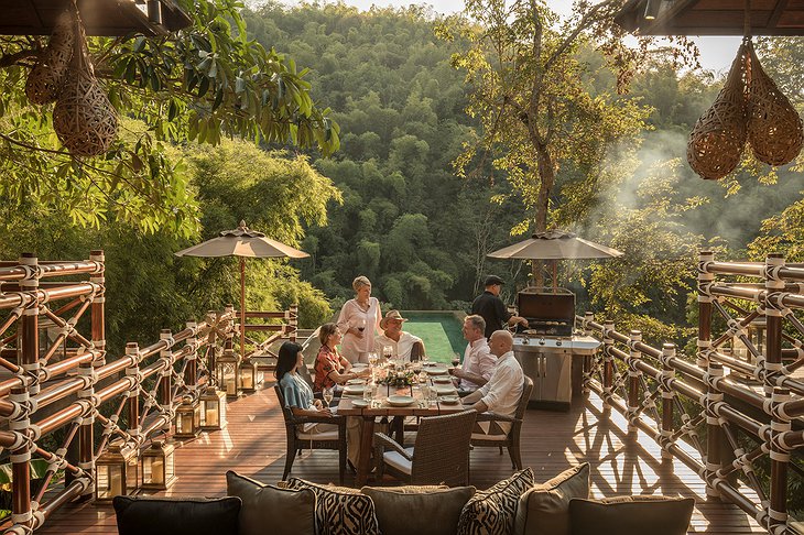 Explorer's Lodge Outdoor Deck Luxurious Dinner