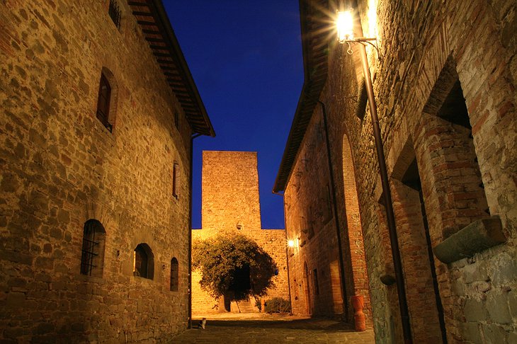 Castello di Petroia walk between the brick walls
