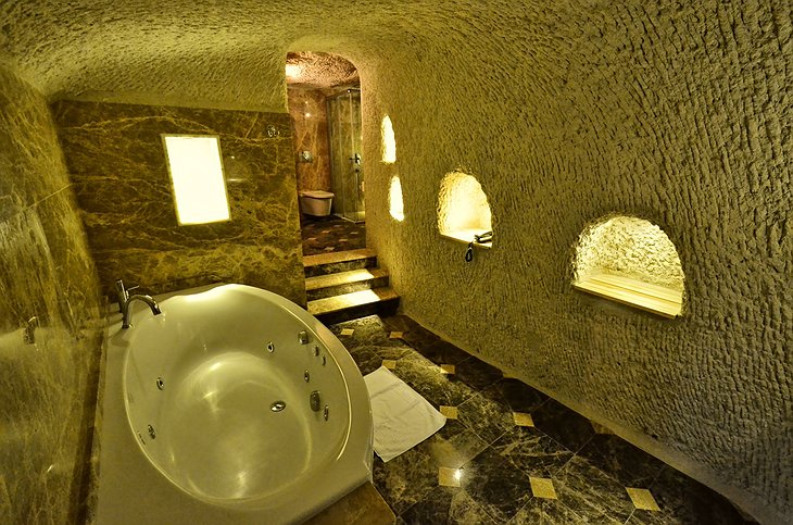 Cappadocia Cave Suites bathroom with jacuzzi