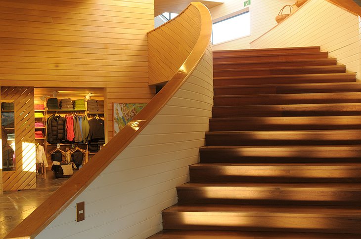 Wooden stairs in Explora Patagonia Hotel