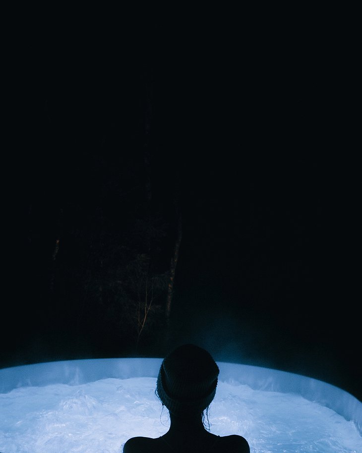 Nature Villa KÄBI Plunge Pool In The Darkness Of The Night