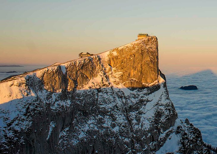 Alps cliff with Hotel Schafberg