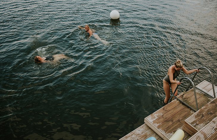 Jump To The Baltic Sea After The Sauna At The Iglupark